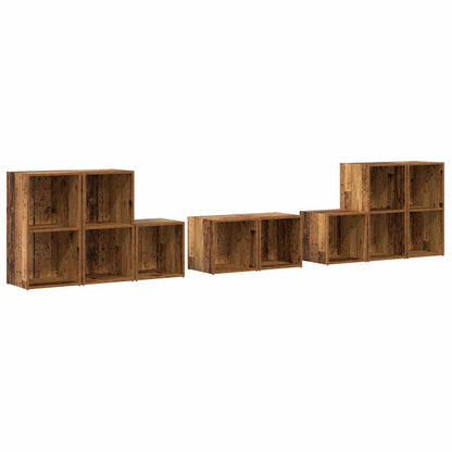 TV Cabinet Set Wall-mounted 8 pcs Old Wood Engineered Wood