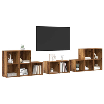 TV Cabinet Set Wall-mounted 8 pcs Old Wood Engineered Wood