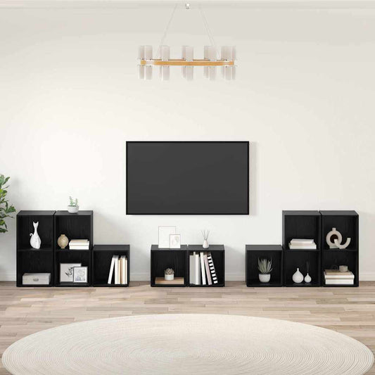 TV Cabinet Set 8 pcs Black Oak 37 x 35 x 72 cm Engineered Wood