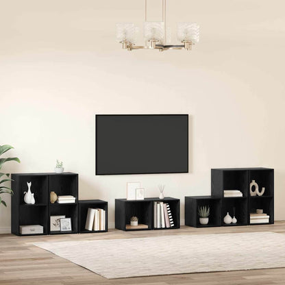 TV Cabinet Set 8 pcs Black Oak 37 x 35 x 72 cm Engineered Wood