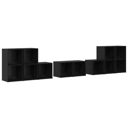 TV Cabinet Set 8 pcs Black Oak 37 x 35 x 72 cm Engineered Wood