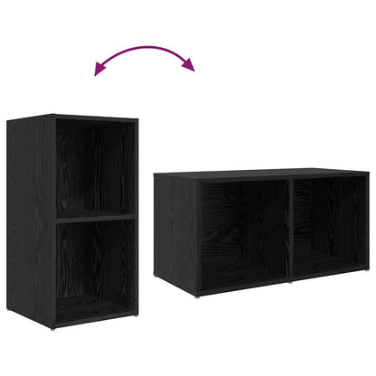 TV Cabinet Set 8 pcs Black Oak 37 x 35 x 72 cm Engineered Wood