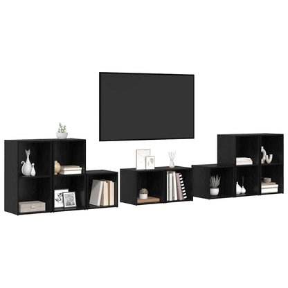 TV Cabinet Set 8 pcs Black Oak 37 x 35 x 72 cm Engineered Wood