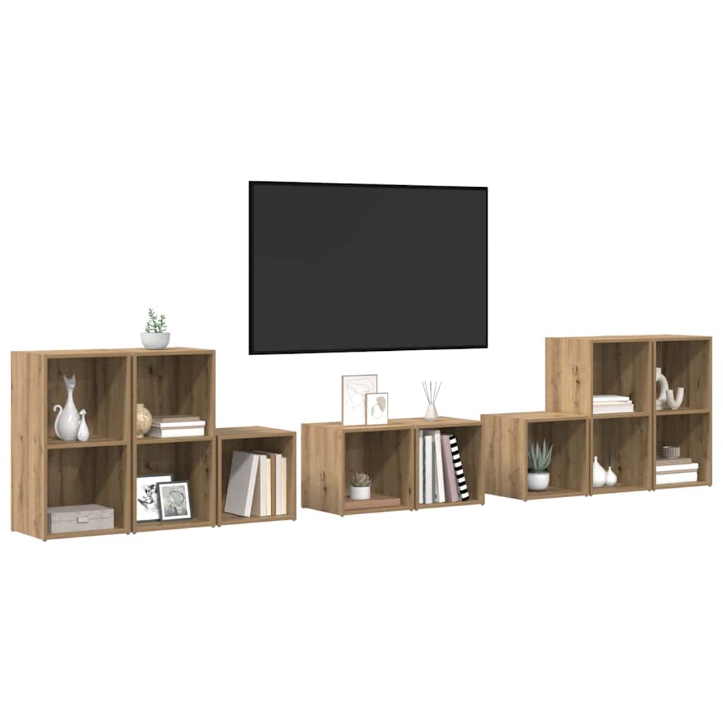 TV Cabinet Set 8 pcs Artisan Oak 37 x 35 x 72 cm