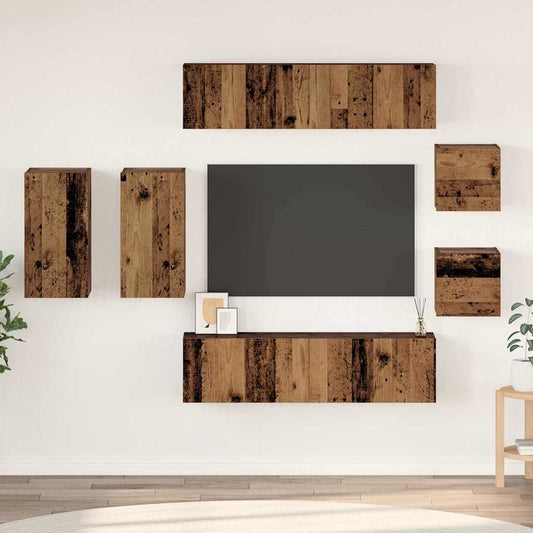TV Cabinet Set 8 pcs Old wood 30.5 x 30 x 60 cm Engineered wood