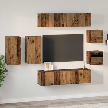 TV Cabinet Set 8 pcs Old wood 30.5 x 30 x 60 cm Engineered wood