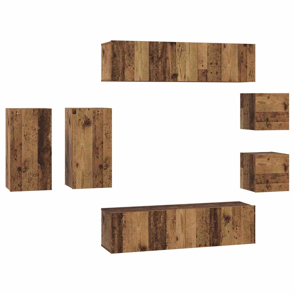 TV Cabinet Set 8 pcs Old wood 30.5 x 30 x 60 cm Engineered wood