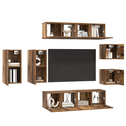 TV Cabinet Set 8 pcs Old wood 30.5 x 30 x 60 cm Engineered wood