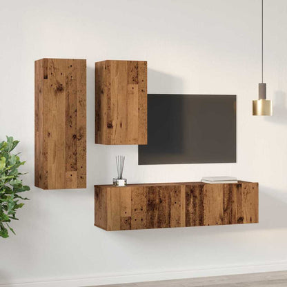 TV Cabinet Set 4 pcs Old wood 30.5 x 30 x 90 cm Engineered wood