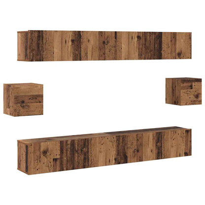 6 Piece TV Cabinet Set Old Wood Engineered Wood
