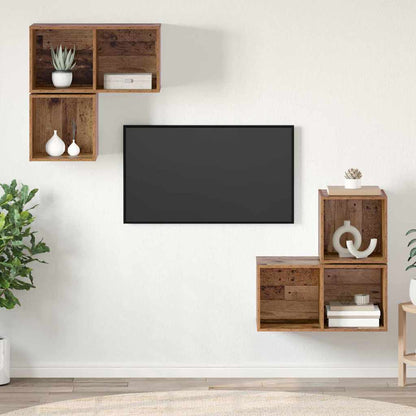 TV Cabinet Set Wall-mounted 4 pcs Old Wood Engineered Wood