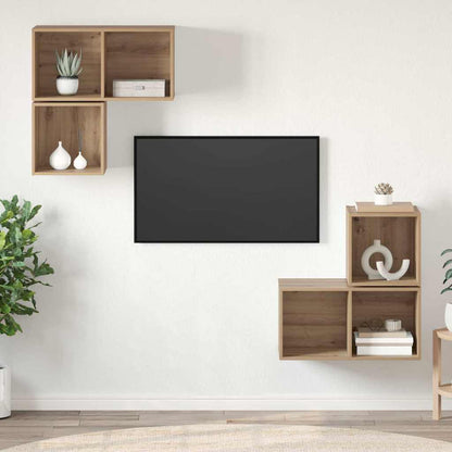 TV Cabinet Set Wall-mounted 4 pcs Artisan Oak Engineered Wood