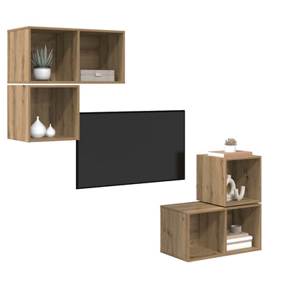 TV Cabinet Set Wall-mounted 4 pcs Artisan Oak Engineered Wood