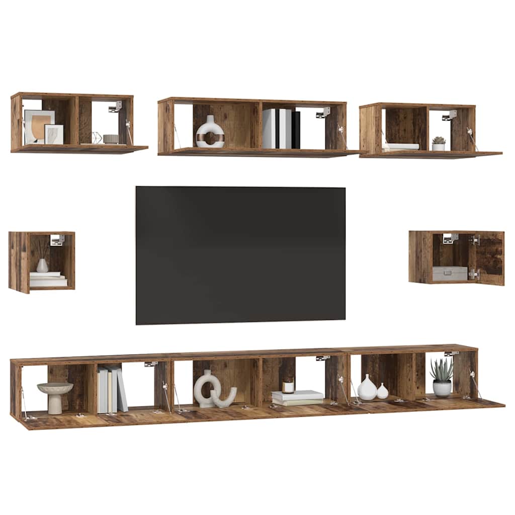 TV Cabinet Set Wall-mounted Old wood Engineered wood