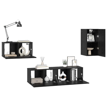 TV Cabinet Set Wall-mounted 4 pcs Black oak 30.5 x 30 x 60 cm