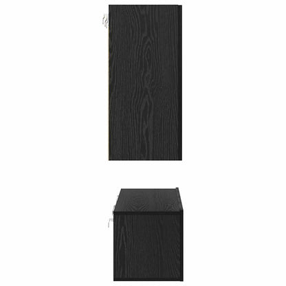 TV Cabinet Set Wall-mounted 6 pcs Black Oak Engineered Wood