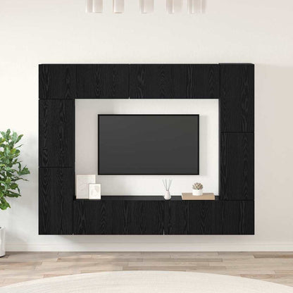 TV Cabinet Set 8 pcs Black oak 80 x 30 x 30 cm Engineered Wood