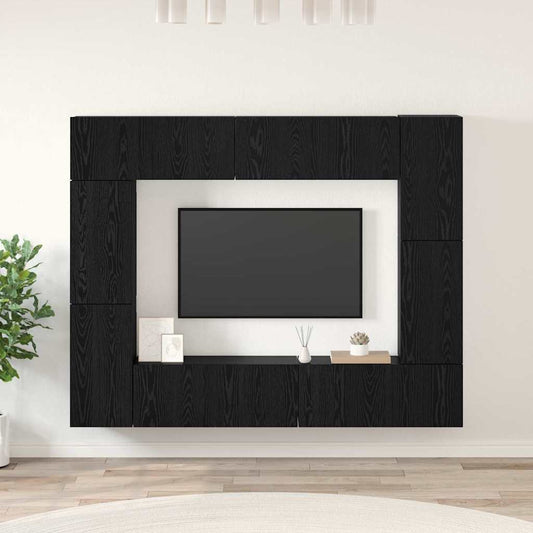 TV Cabinet Set 8 pcs Black oak 80 x 30 x 30 cm Engineered Wood