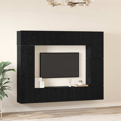 TV Cabinet Set 8 pcs Black oak 80 x 30 x 30 cm Engineered Wood