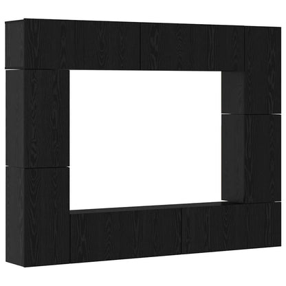 TV Cabinet Set 8 pcs Black oak 80 x 30 x 30 cm Engineered Wood
