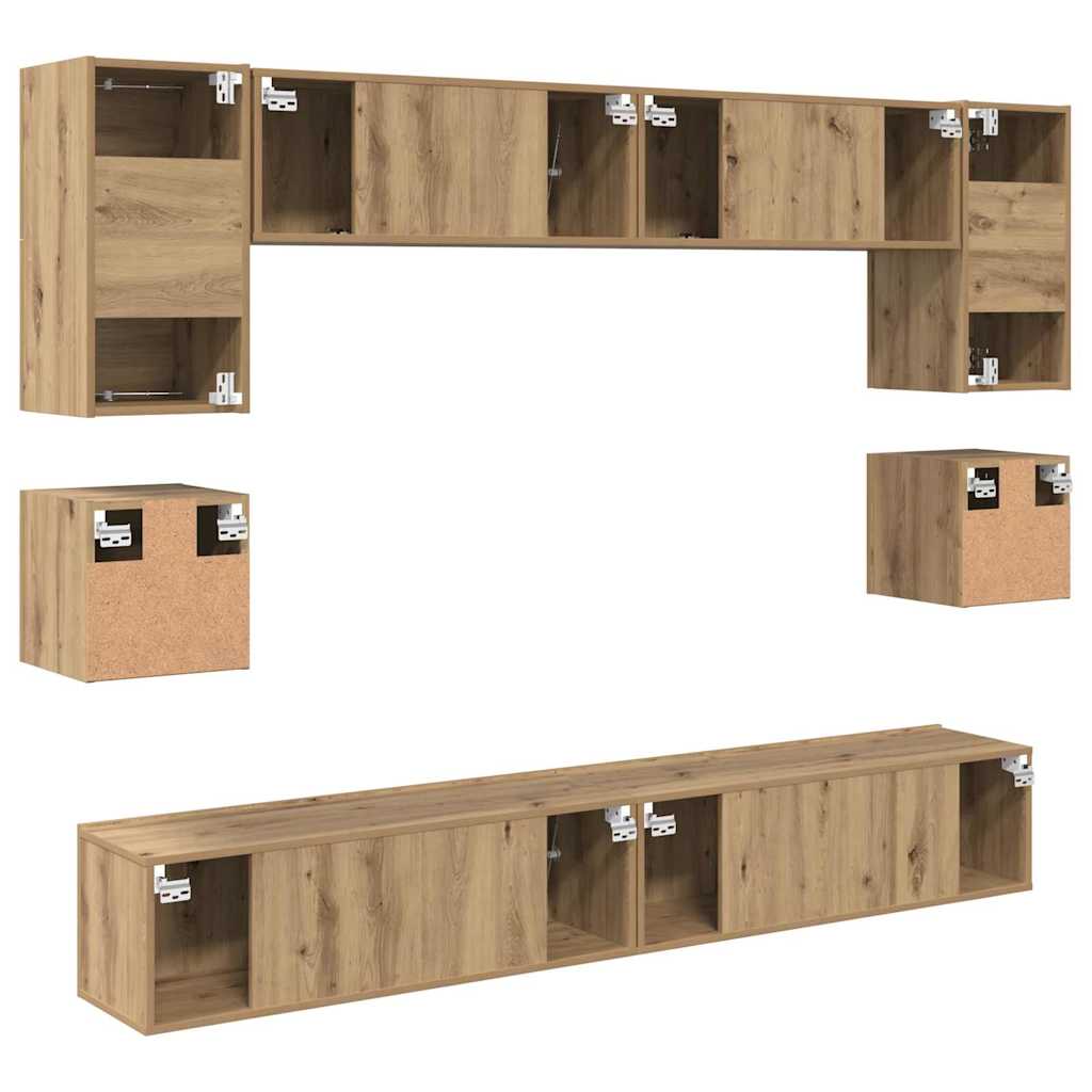 TV Cabinet Set Wall-mounted 8 pcs Artisan oak Engineered wood