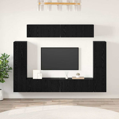 TV Cabinet Set Wall-mounted 8 pcs Black oak 80 x 30 x 30.5 cm