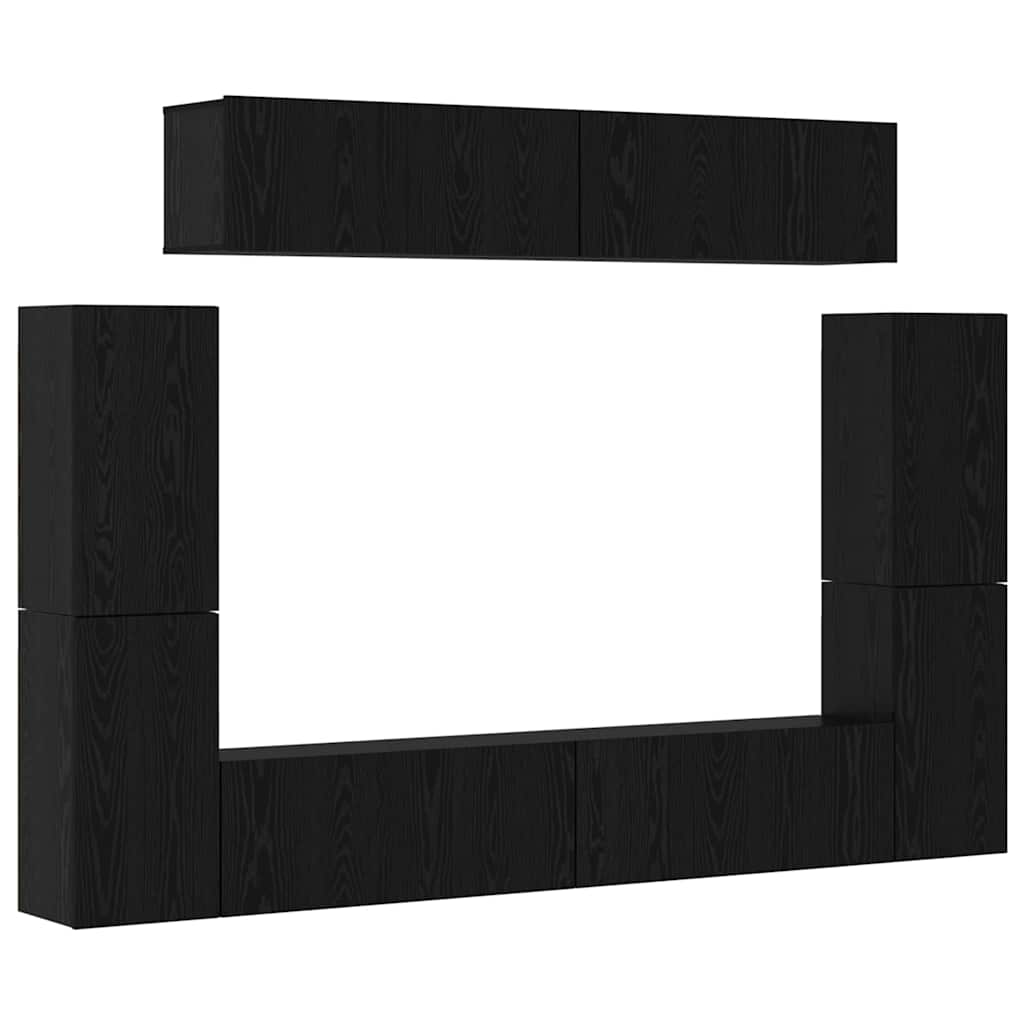 TV Cabinet Set Wall-mounted 8 pcs Black oak 80 x 30 x 30.5 cm