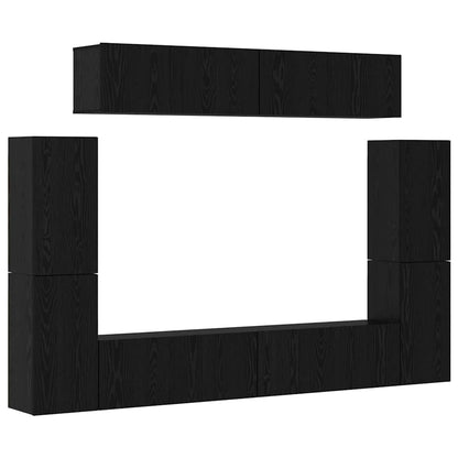 TV Cabinet Set Wall-mounted 8 pcs Black oak 80 x 30 x 30.5 cm