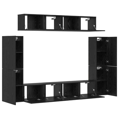 TV Cabinet Set Wall-mounted 8 pcs Black oak 80 x 30 x 30.5 cm