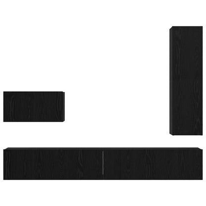 TV Cabinet Set 4 pcs Black oak 200 x 30 x 30 cm Engineered wood