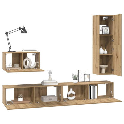 TV Cabinet Set with Drawer 4 pcs Artisan oak 30.5 x 30 x 110 cm