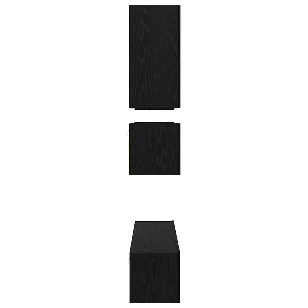 TV Cabinet Set Wall-mounted 8 pcs Black oak Engineered wood