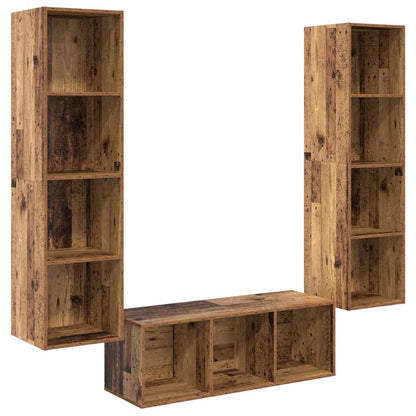 TV Cabinet Set Wall-mounted 3 pcs Old Wood Engineered Wood