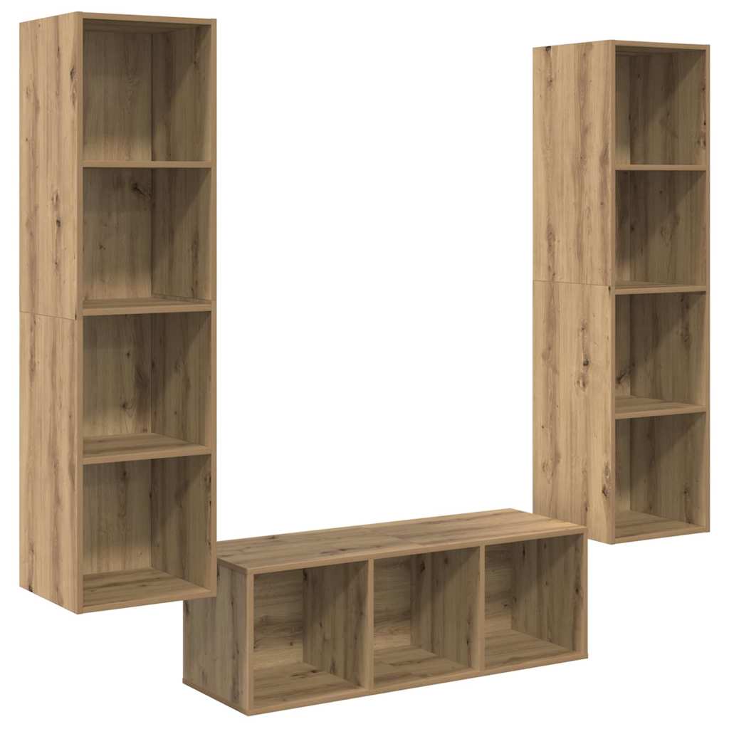 TV Cabinet Set Wall-mounted 3 pcs Artisan Oak Engineered Wood
