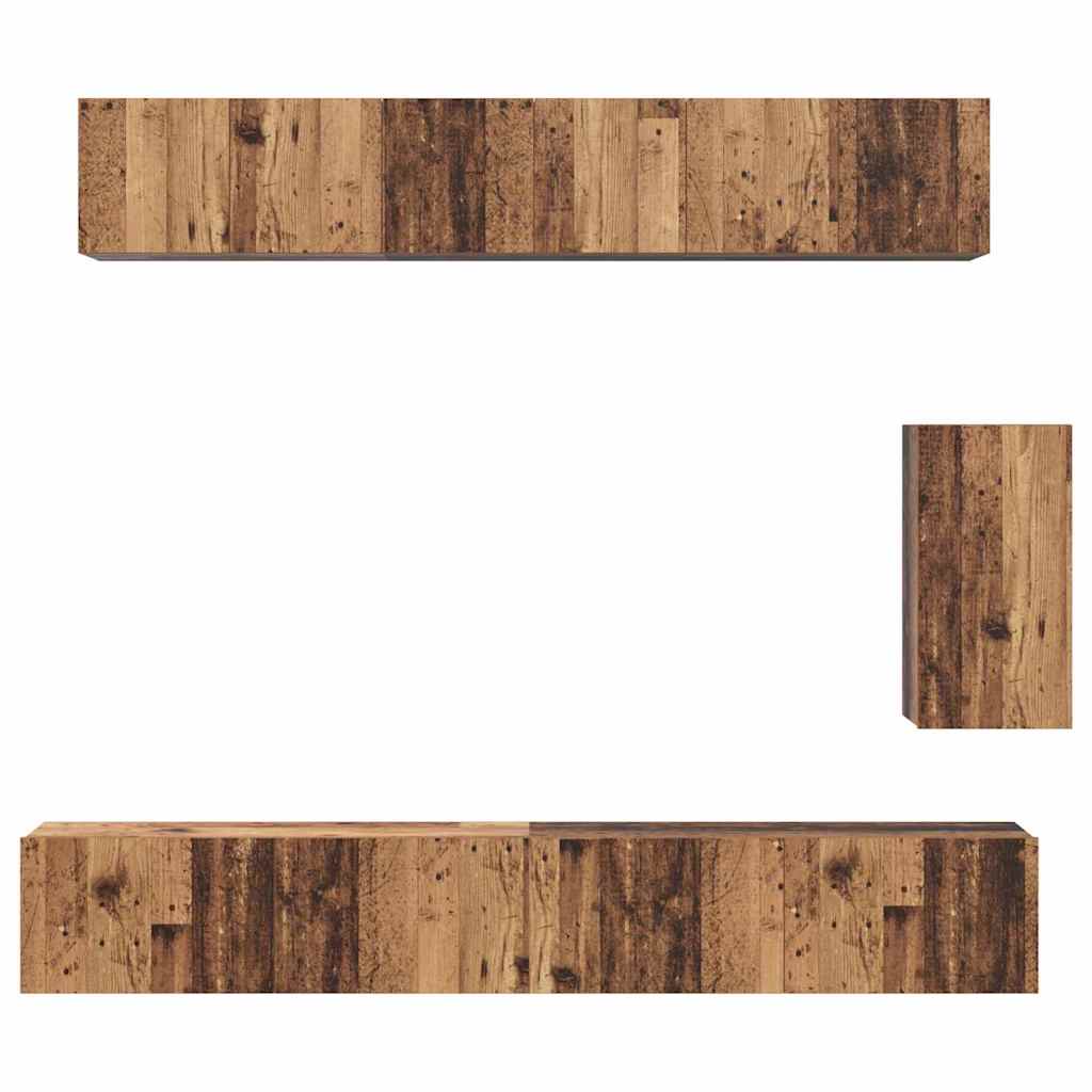 TV Cabinet Set Wall-mounted 6 pcs Old wood Engineered wood