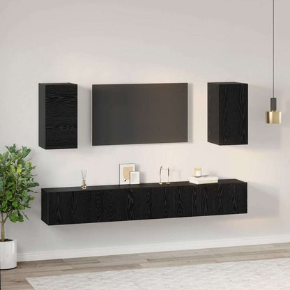 Wall TV Cabinet Wall-mounted Black oak Engineered wood