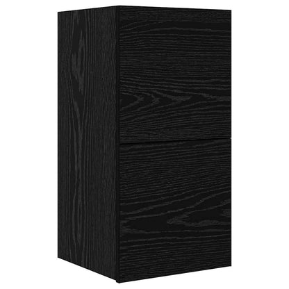 Wall TV Cabinet Wall-mounted 3 pcs Black Oak Engineered Wood