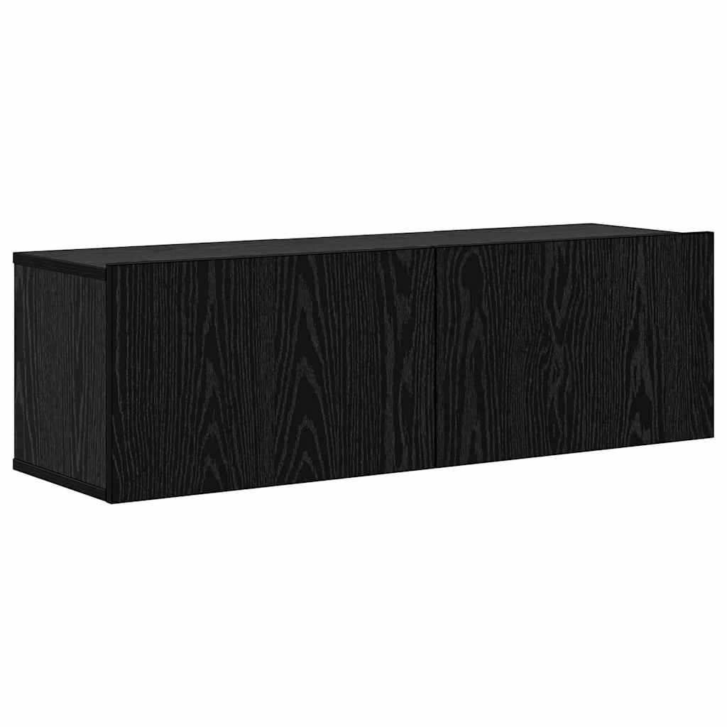 Wall TV Cabinet Wall-mounted 3 pcs Black Oak Engineered Wood