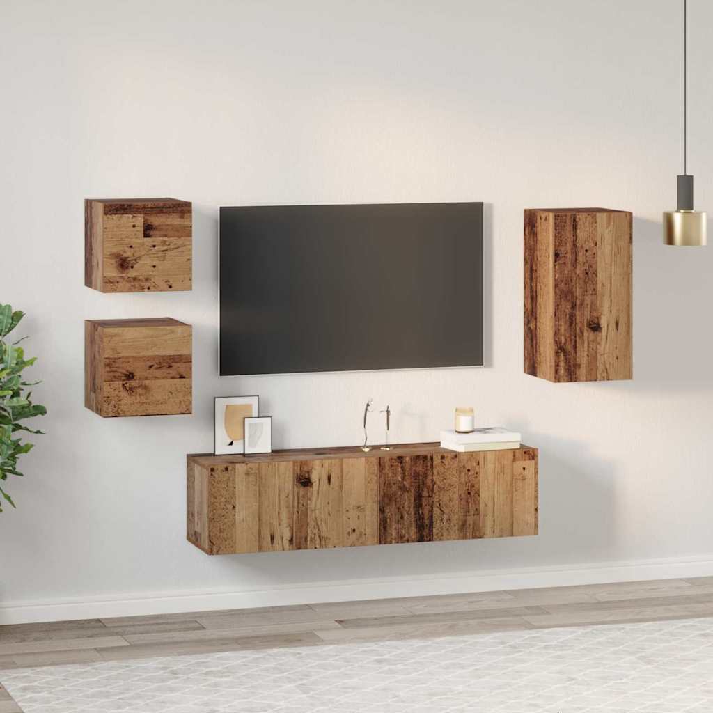 TV Cabinet Set 5 pcs Old wood 30.5 x 30 x 60 cm Engineered wood