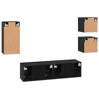 TV Cabinet Set Wall-mounted 5 pcs Black oak 160 x 30 x 30.5 cm