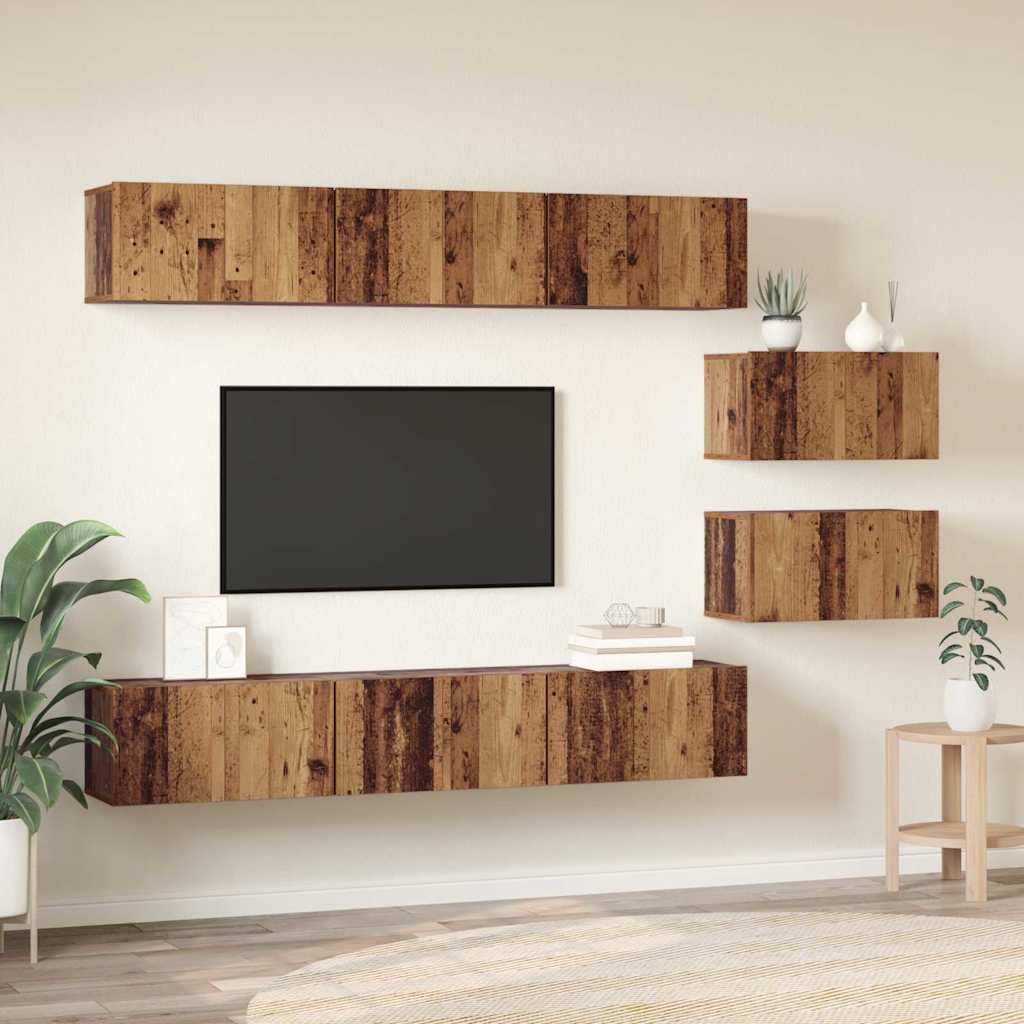 TV Cabinet Set 8 pcs Old wood 60 x 30 x 30 cm Engineered wood