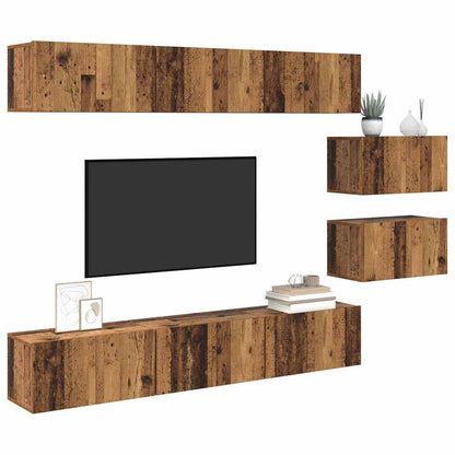 TV Cabinet Set 8 pcs Old wood 60 x 30 x 30 cm Engineered wood