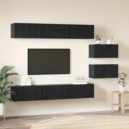 TV Cabinet Set 8 pcs Black oak 60 x 30 x 30 cm Engineered wood