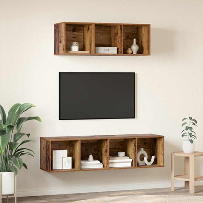 TV Cabinet Set Wall-mounted 2 pcs Old Wood Engineered Wood