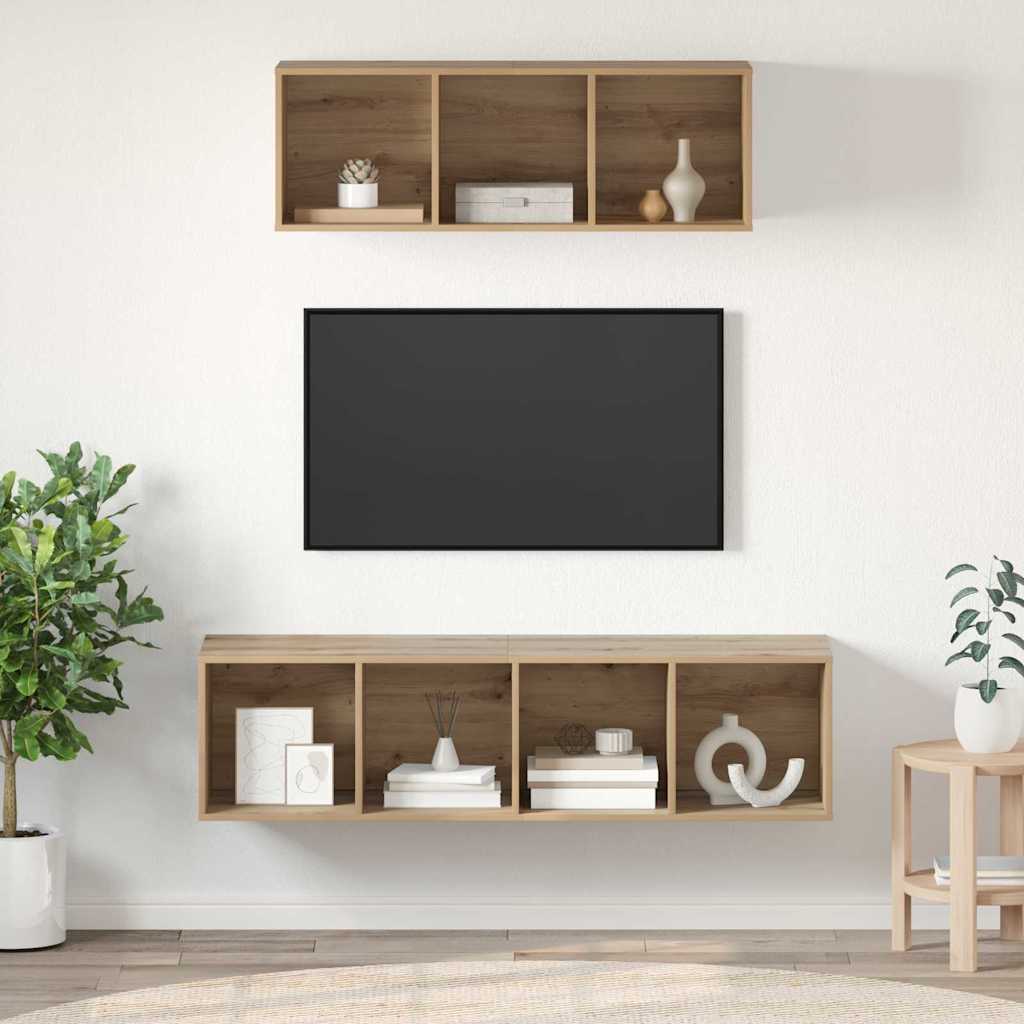 TV Cabinet Set Wall-mounted 2 pcs Artisan Oak Engineered Wood