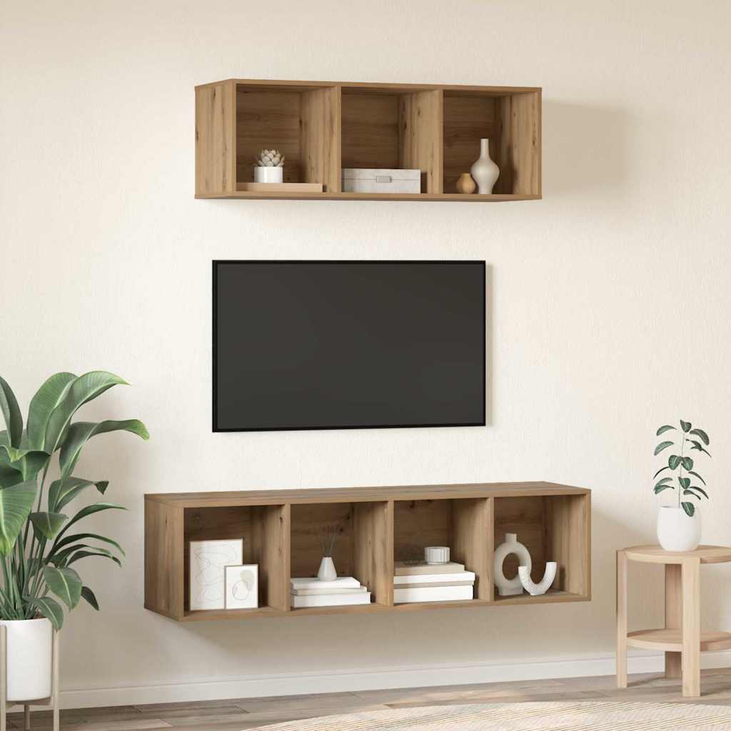 TV Cabinet Set Wall-mounted 2 pcs Artisan Oak Engineered Wood
