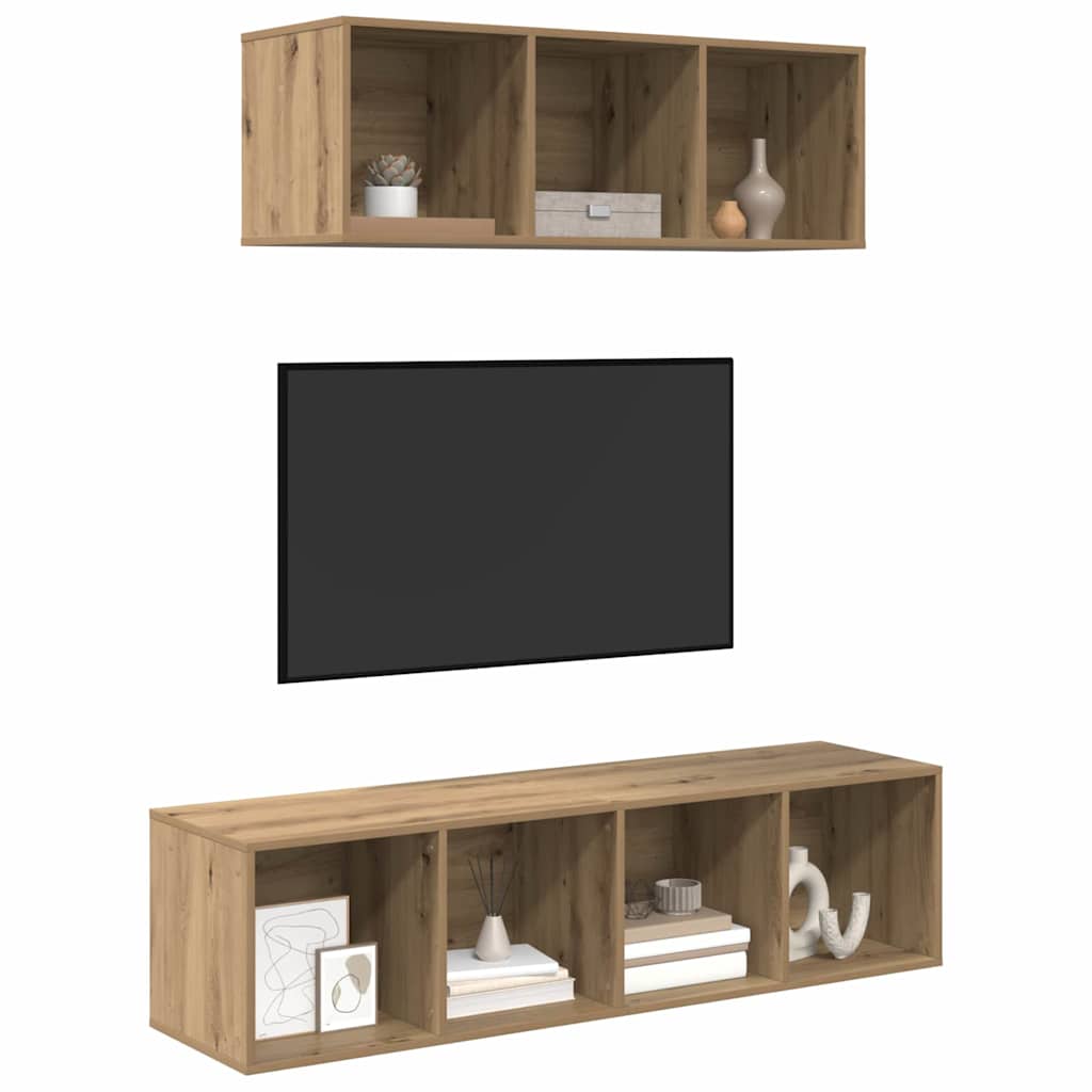 TV Cabinet Set Wall-mounted 2 pcs Artisan Oak Engineered Wood