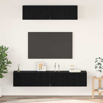 Wall TV Cabinet Wall-mounted 4 pcs Black Oak Engineered Wood