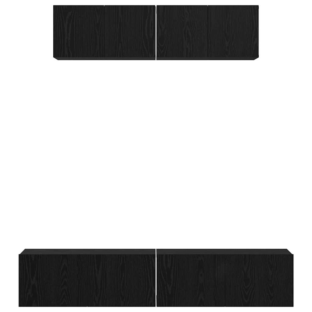 Wall TV Cabinet Wall-mounted 4 pcs Black Oak Engineered Wood