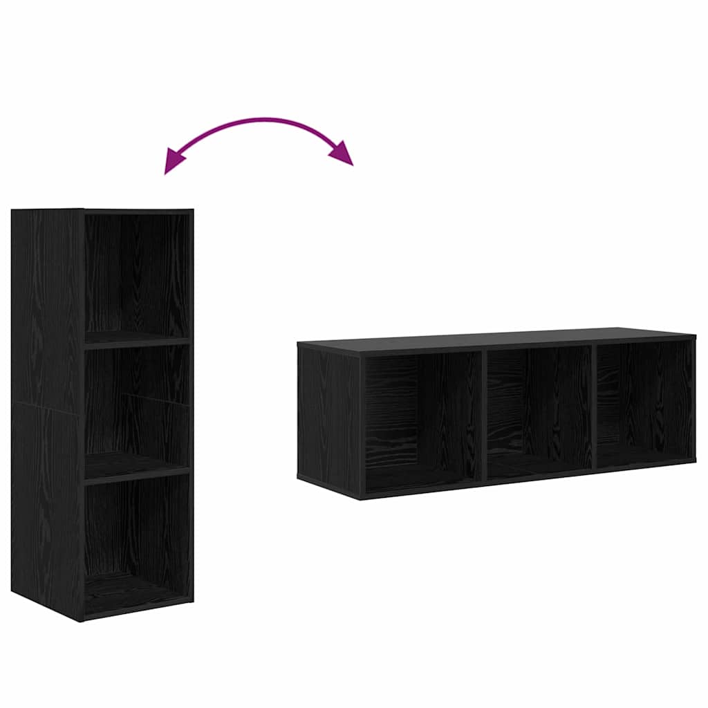 Tv Cabinet Set Black oak 37 x 37 x 107 cm Engineered wood